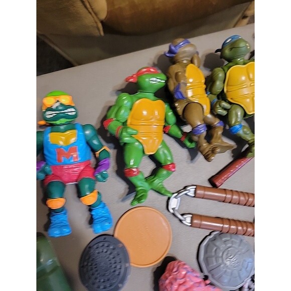 Vtg 1980's 90's Teenage Mutant Ninja Turtles TMNT Figures Accessories Parts lot - Picture 8 of 13